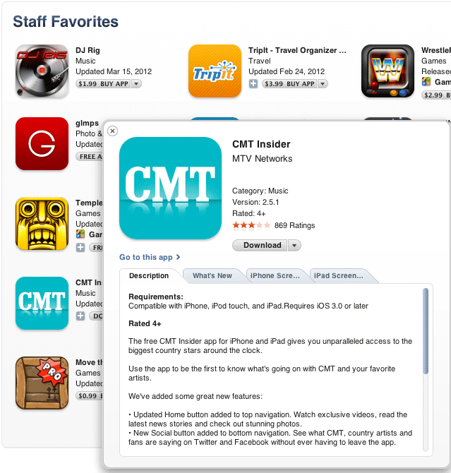 CMT Insider App - Staff Favorite